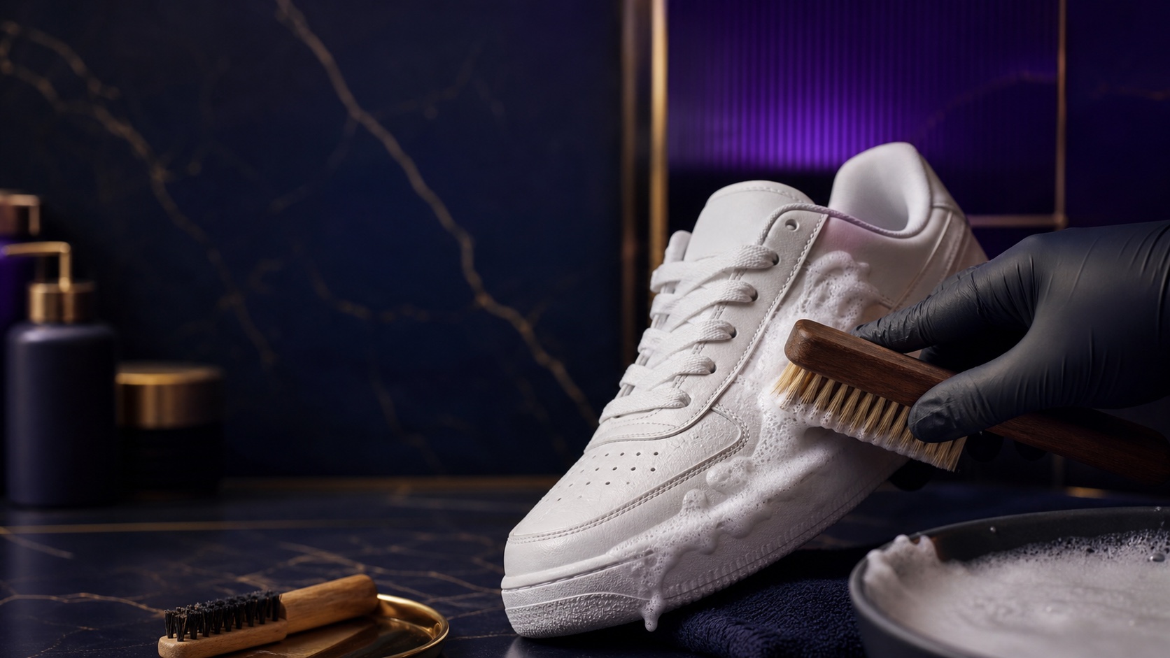 Shoe Cleaning cleaning in progress